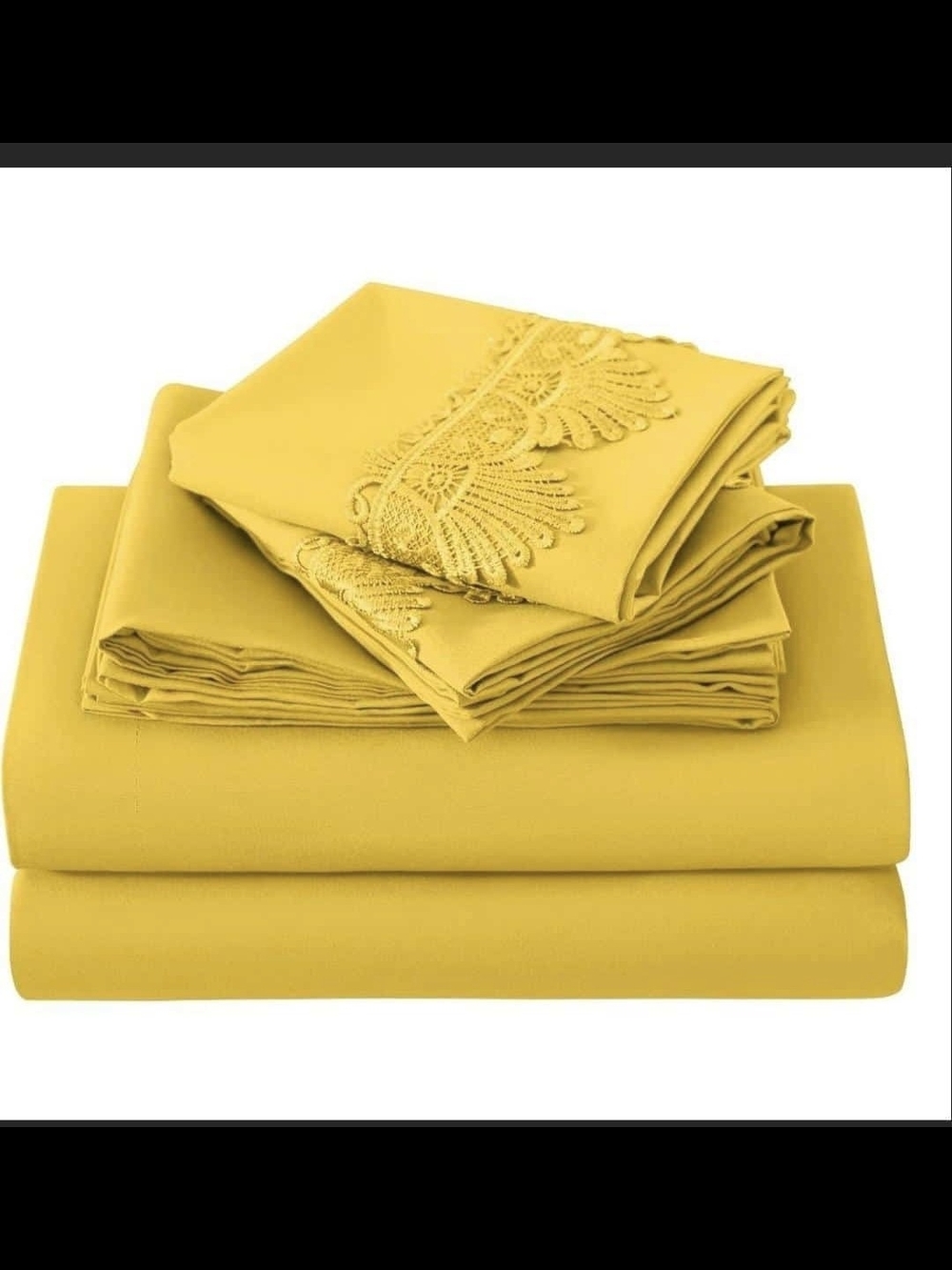 Embroidered Yellow Sheet Set - Soft Bedding